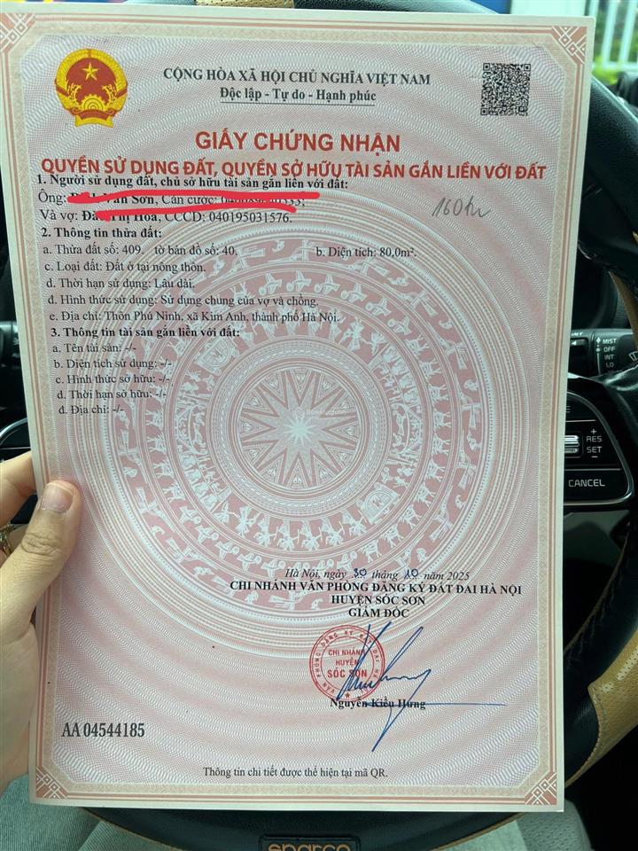 Chính chủ gửi bán lại lô đất đẹp 80m2 tại phú ninh minh phú sóc sơn hà nội