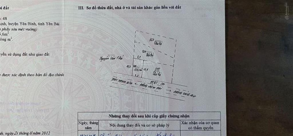 Bán đất sổ đỏ trung tâm huyện yên bình giá 550tr/ thổ 125m2