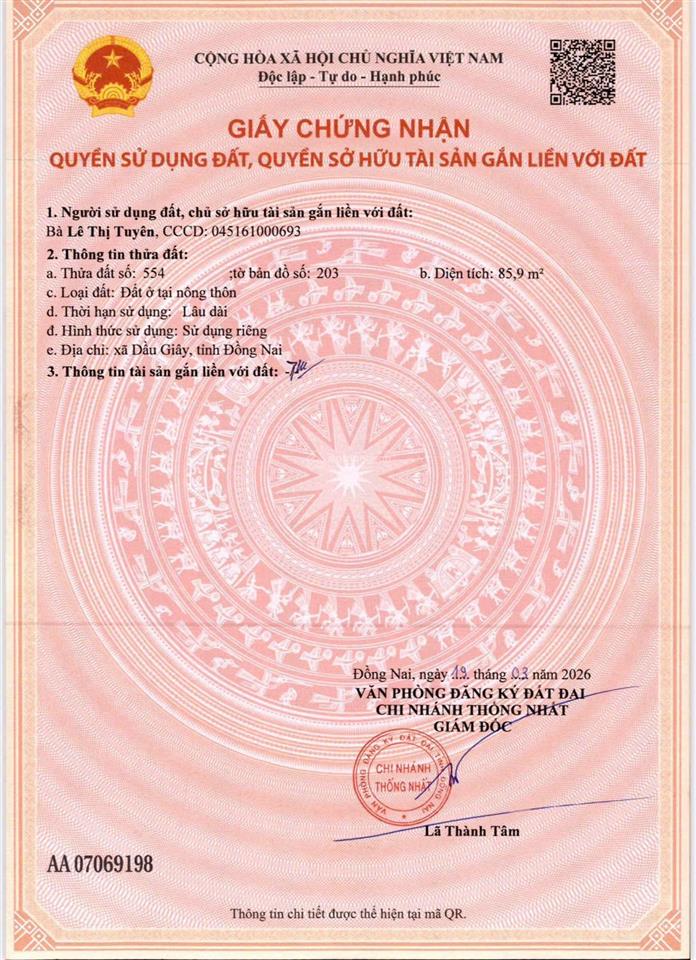 Mở bán đất phường dầu giây, đồng nai, mềm trong phân khúc cho anh em đầu tư