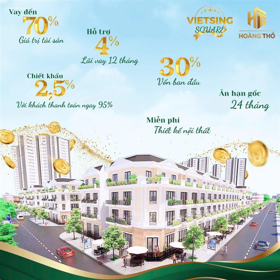Mở bán vietsing square vsip bắc ninh 30% nhận nhà ngay  ls 4% ân hạn gốc 24t