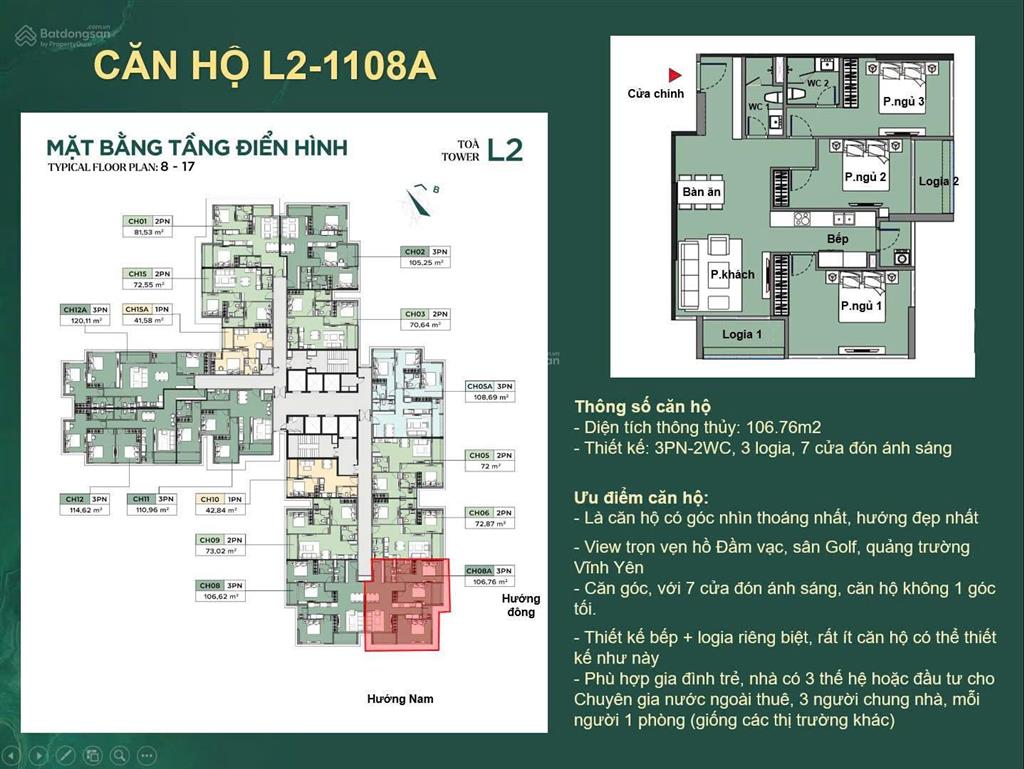 Căn hộ đẹp 3pn 106.76m2 một trong số ít tại chung cư luxora vĩnh yên