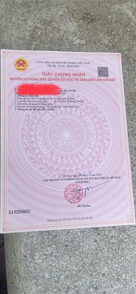 Siêu hiếm lô đất vàng
tại tdp vũ xá xã dương quang thị xã mỹ hào tỉnh hưng yên lô góc