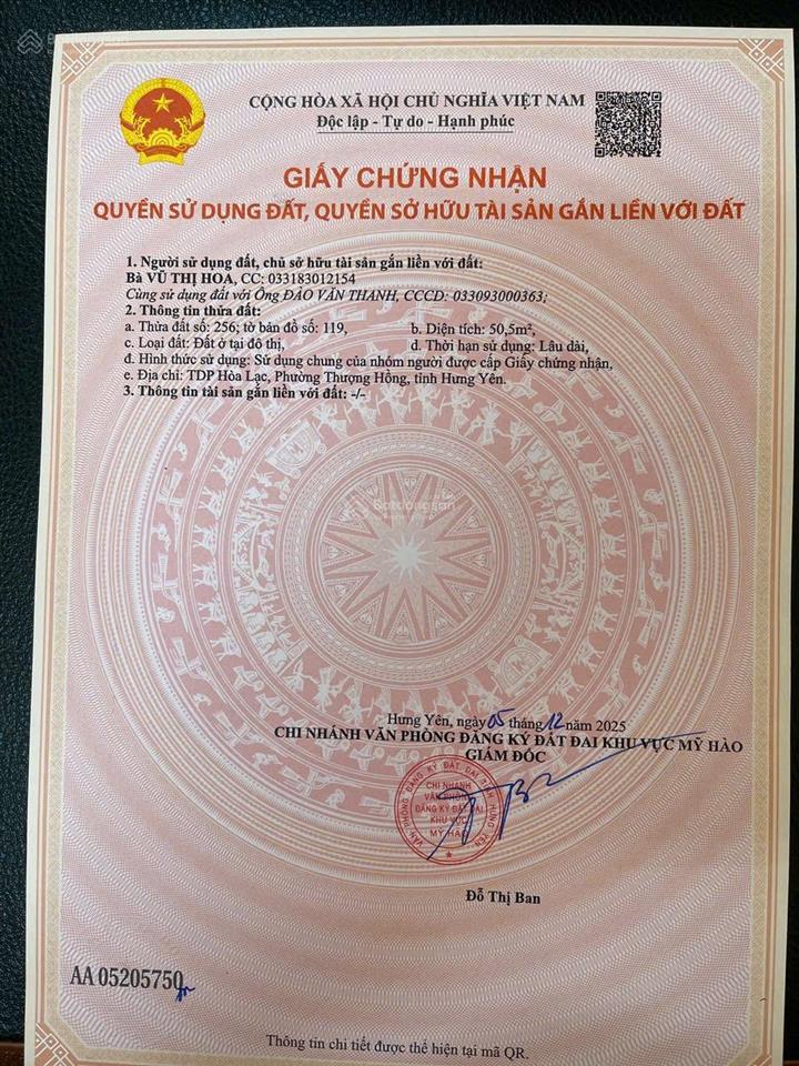 Siêu hiếm lô đất vàng
tại tdp hòa lạc phường thượng hồng tỉnh hưng yên sót lại duy nhất