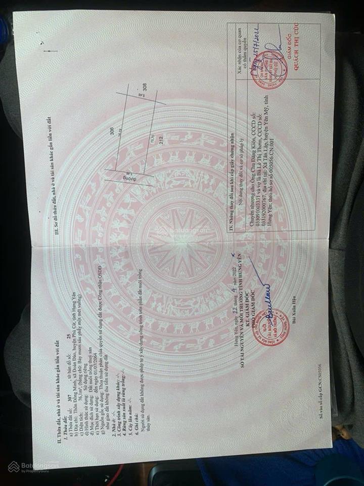 Chủ gửi lô đất lô đất tại thôn đồng minh xã đoàn đào huyện phù cừ tỉnh hưng yên diện tích