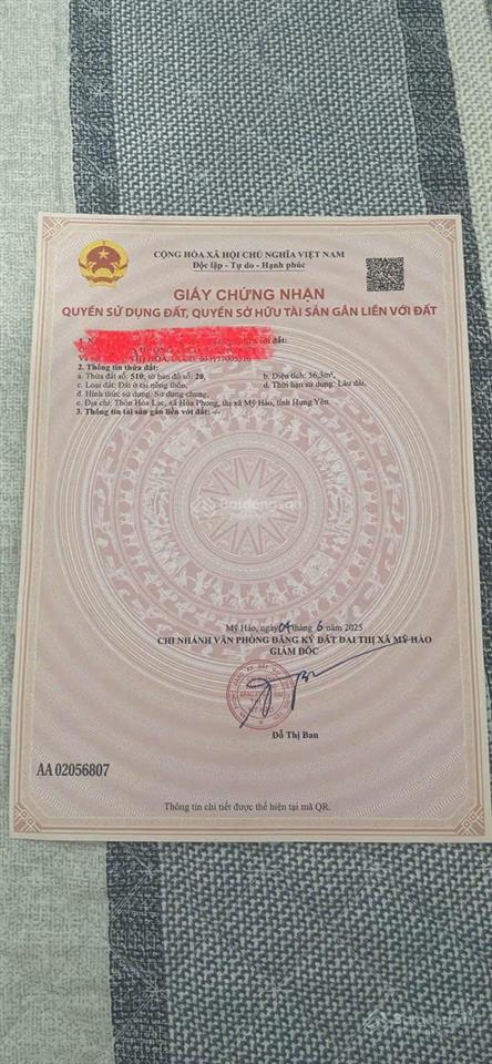 Chủ gửi lô góc hai mặt tiền tại thôn hòa lạc, xã hòa phong, thị xã mỹ hào, diện tích 56,3m2