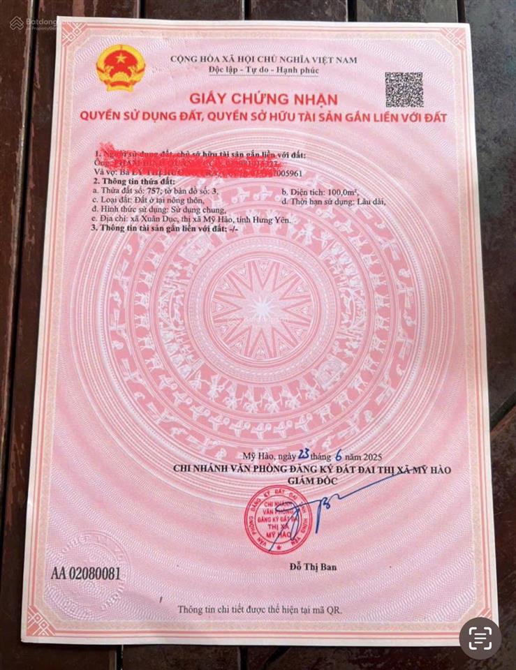 Mình có lô lk109 giãn dân xuân dục mới thị xã mỹ hào tỉnh hưng yên diện tích 100 m2
giá n