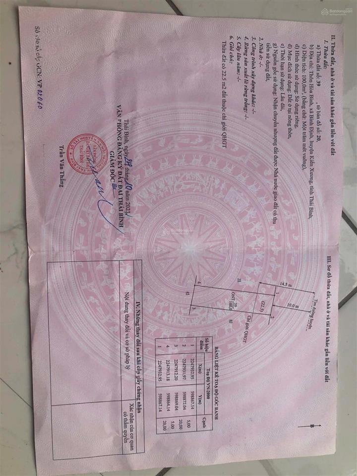 Hàng hiếm tai thôn hòa bình xã bình định huyện kiến xương tỉnh thái bình cũ
nằm đúng trung