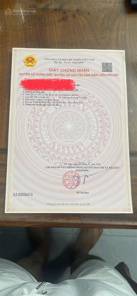 Chủ gửi lô đất tại tdp dương hòa phường mình đức thị xã mỹ hào cũ diện tích 60 m2