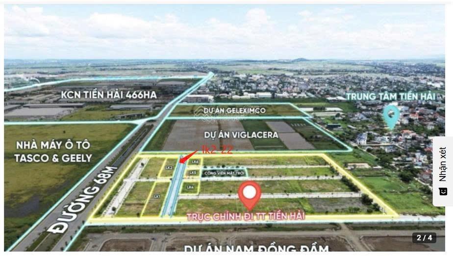 Lô lk222 thuộc dự án tiền hải star city (kdc bắc đồng đầm 1) diện tích 90m tại xã tây sơn,
