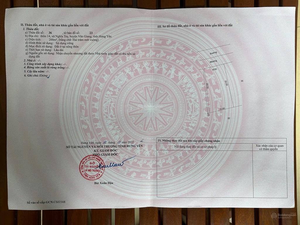 Chính chủ bán đất nền 200m2 nghĩa trụ, hưng yên, view vin ocp2, giá 100tr/m2