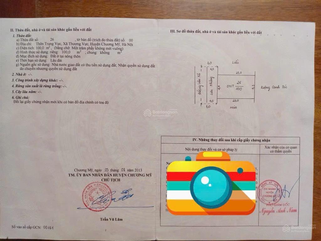 Đất thổ cư tại liên xã, 3,9 tỷ, 100m2, hàng hiếm tại thượng vực, chương mỹ, hà nội