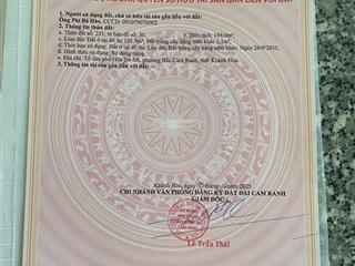 Lô đất full thổ 10m mặt tiền trục nguyễn du(bắc cam ranh  khánh hoà) đối diện cf kinh