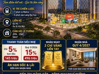Bcons center city 2pn 2vs full tiện ích với 7 tầng tttm nhận ngay 2 chỉ vàng liền tay, ck 5,659%