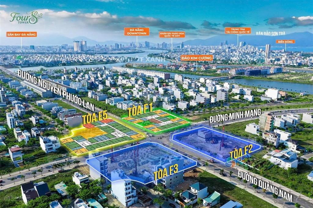 Căn 1pn+ 48m2, tầng 12,hướng đông nam, dự án fours tower đà nẵng, trung tâm hòa xuân,5phut ra biển