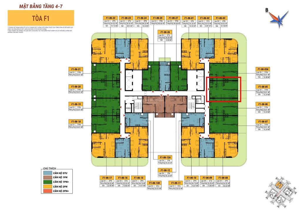Căn 1pn+ 48m2, tầng 12,hướng đông nam, dự án fours tower đà nẵng, trung tâm hòa xuân,5phut ra biển
