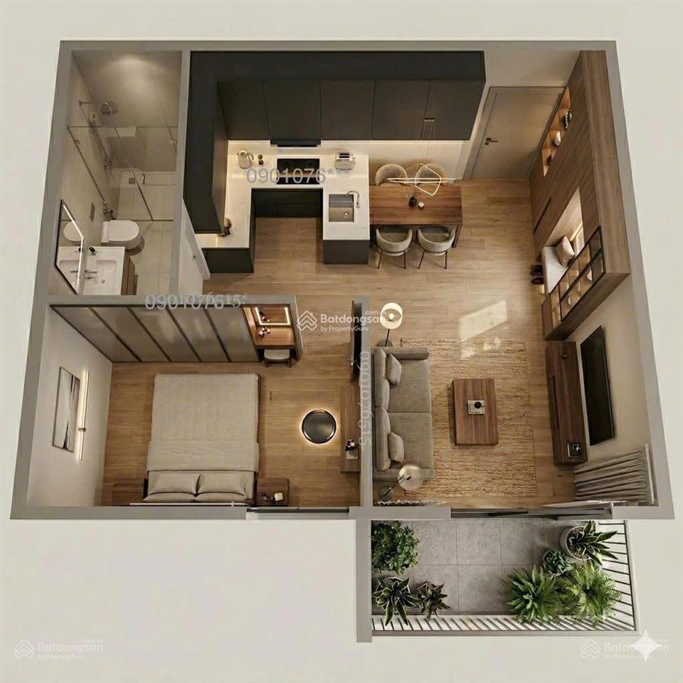 Căn 1pn+ 48m2, tầng 12,hướng đông nam, dự án fours tower đà nẵng, trung tâm hòa xuân,5phut ra biển