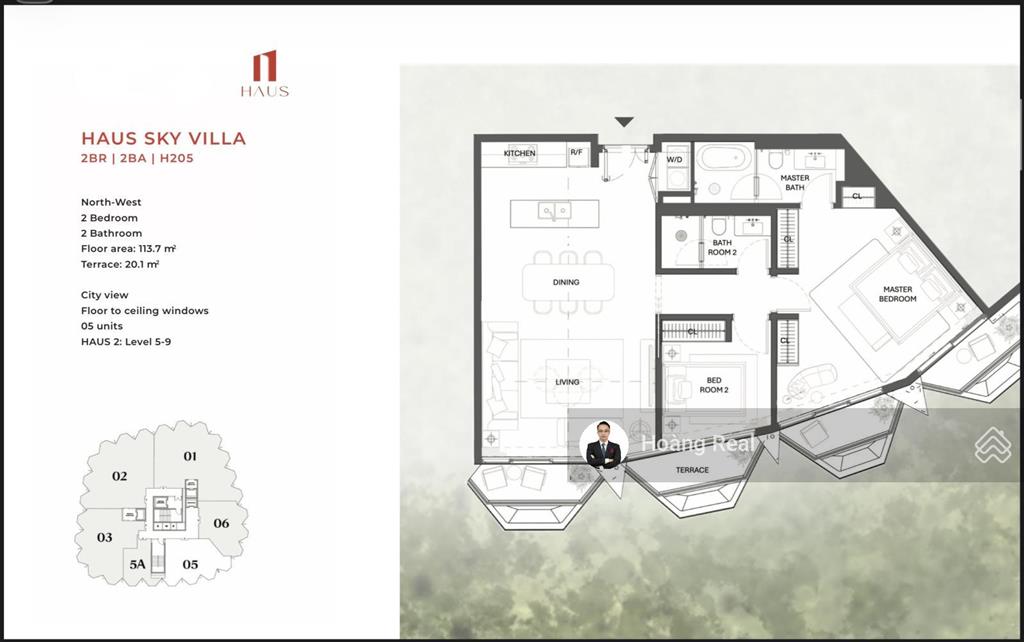Nổi bật! căn hộ 2pn 114m2 tại haus sở hữu 4 ban công riêng hơn 20m2  bàn giao full nội thất ý