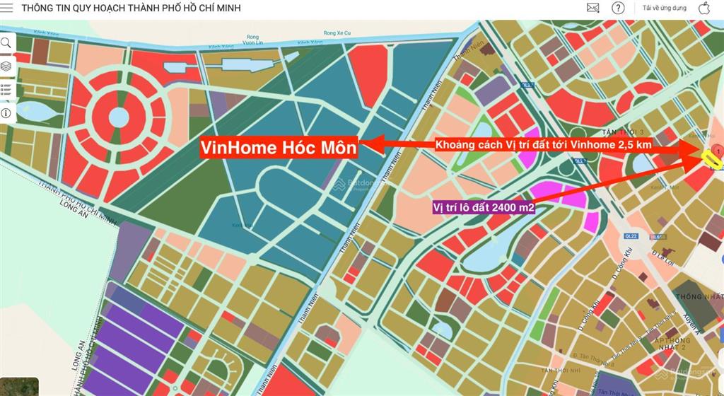 Ngay vinhomes hóc môn đất 2 mặt tiền 2368m2, có 1.368m2 full thổ cư mt dương công khi, hóc môn