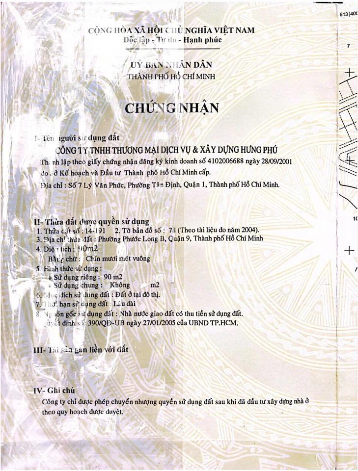 Bán đất nền hưng phú 1 phường phước long b quận 9 cũ