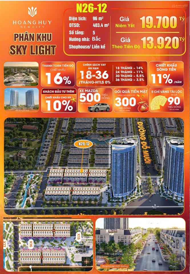 Hot nhất thị trường hải phòng shophouse sky light hoàng huy new city