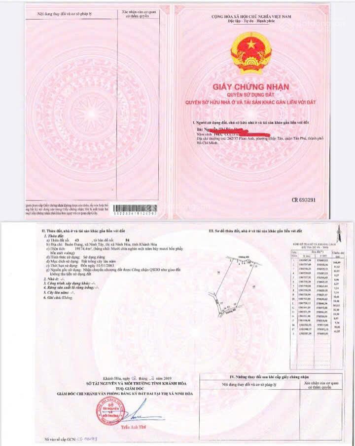 Bán đất xã tây ninh hòa (ninh tây) gần hồ suối trầu  dt 19.174m2. giá 14.9 tỷ