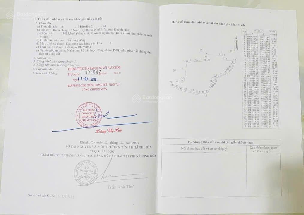 Bán đất xã tây ninh hòa (ninh tây) gần ngay đường dt5  dt 13.415m2. giá 10.5 tỷ