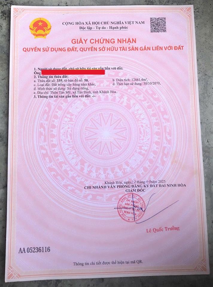 Bán đất thôn tân mỹ, xã tân định gần ngay đường dt8  dt 12.661m2