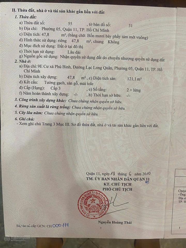 Bán nhà hẻm cư xá phú bình, p5, quận 11