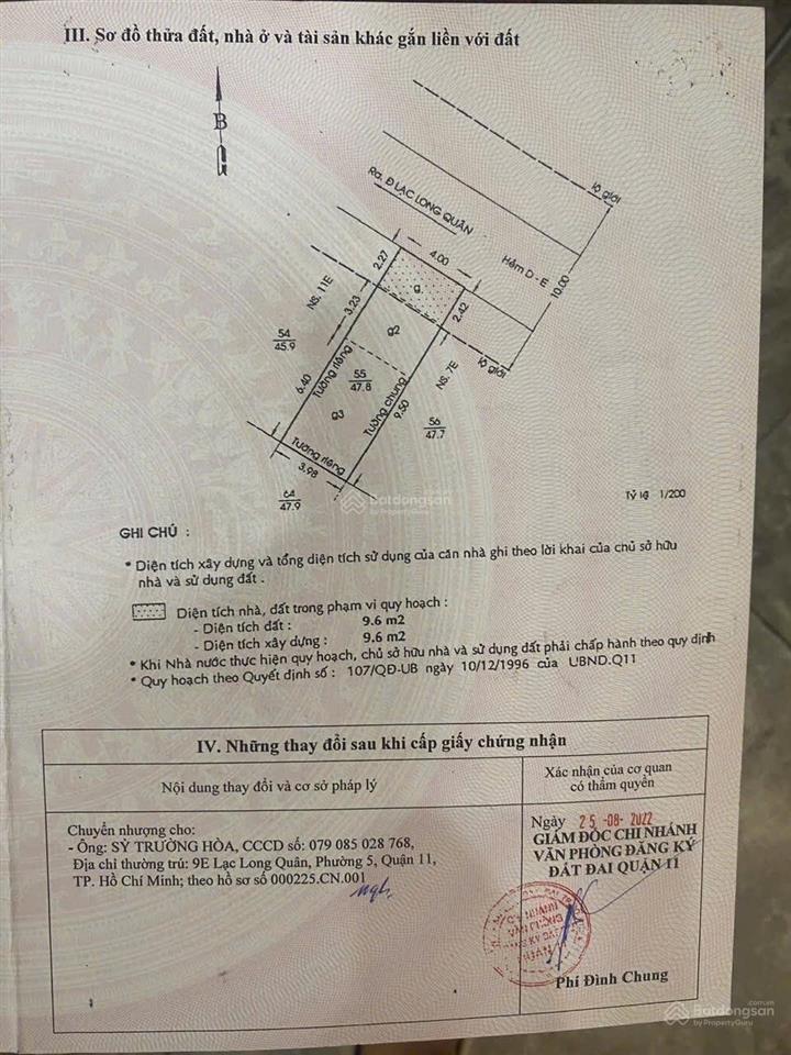 Bán nhà hẻm cư xá phú bình, p5, quận 11