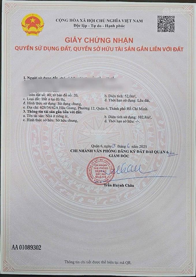 ( phí 100tr nhận đủ) bán nhà mới hẻm 628 hậu giang p12 q6 ( đang có hd thuê 11tr)