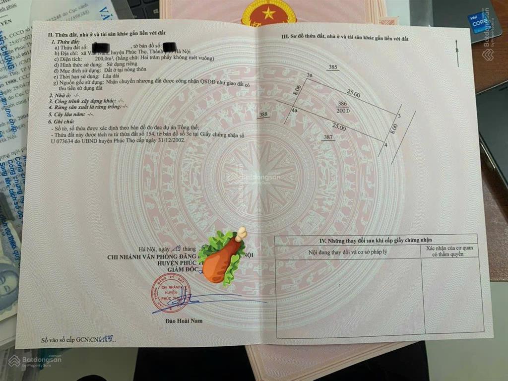 Bán đất chính chủ xã vân nam cũ  phúc thọ  hà nội