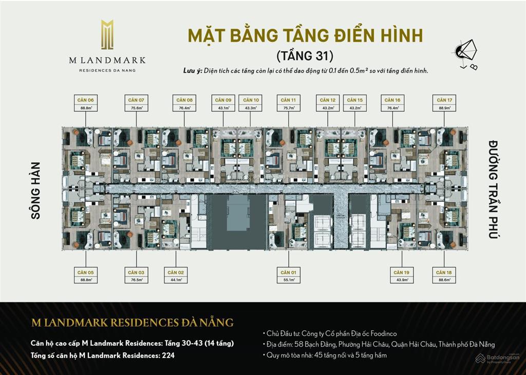 Bán căn hộ 2pn m landmark đà nẵng  tầng 35 view toàn cảnh  tặng thẻ marriott platinum
