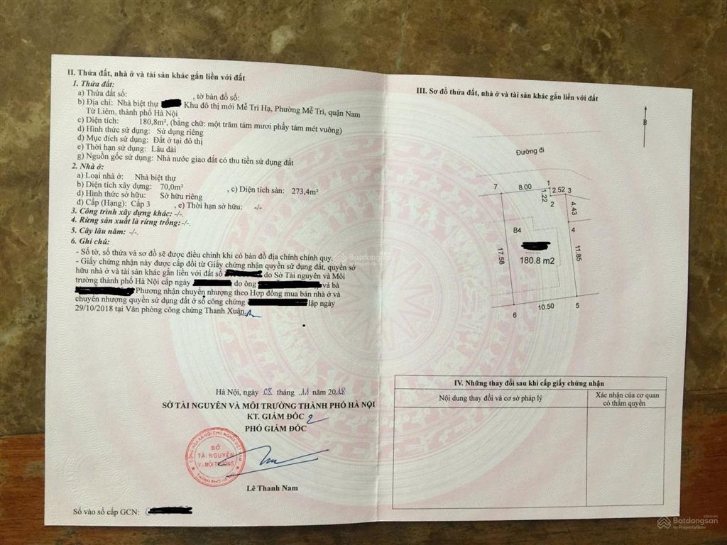 Bán biệt thự khu đô thị Mễ Trì Hạ , Nam Từ Liêm , 181m  ,5 tầng ,thang máy,  mt10m,  giá 74,5 tỷ