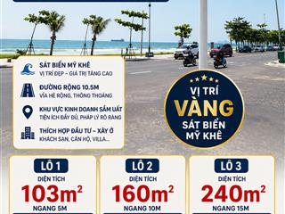 Bán 240m2 ngang 15m đường hồ thấu 11m thông ra biển mỹ khê, cách biển 150m