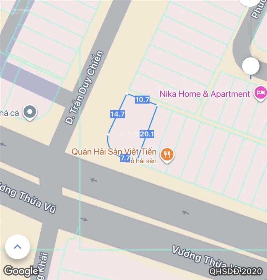 Bán lô góc vương thừa vũ & trần duy chiến, 222m² ngang 11m  77 tỷ