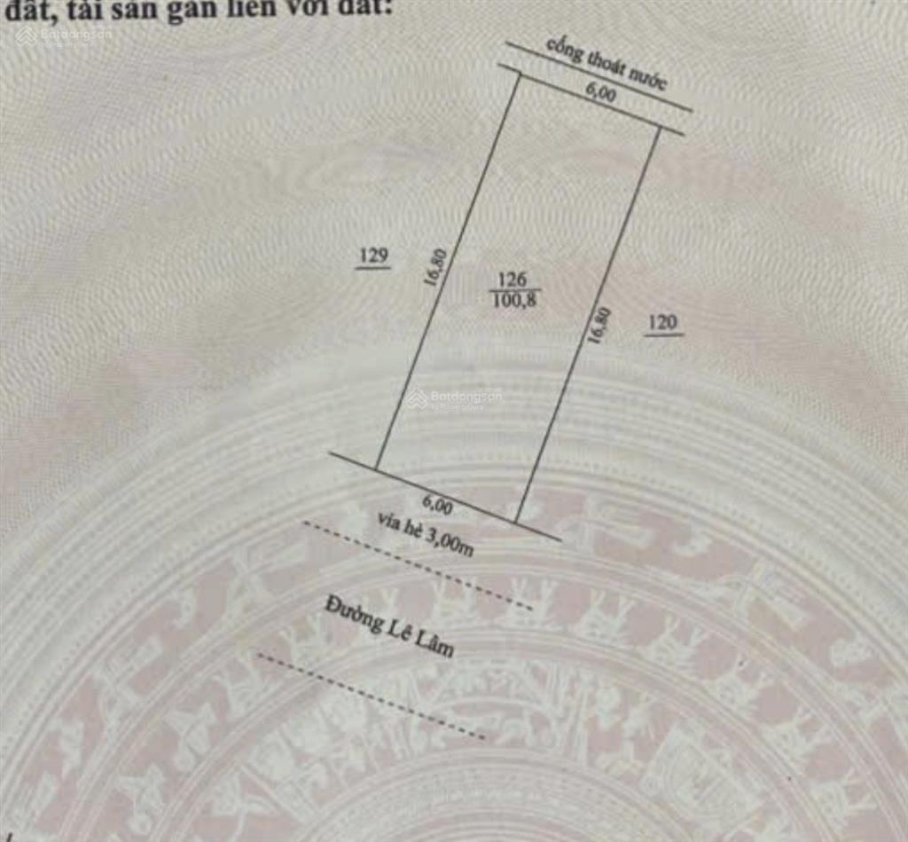 Đường lê lâm 5.5m ngay sát vương thừa vũ 101m² ngang 6m, giá chỉ 13,5 tỷ