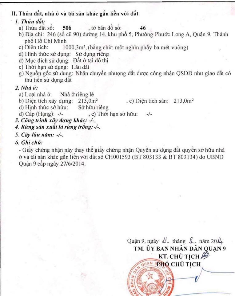 Bán đất riêng 1000m2 nở hậu, phường phước long, tphcm