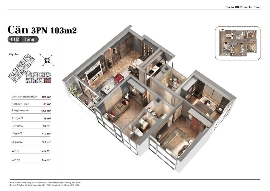 Kepler land chính chủ cần bán căn góc 3pn 103m2 tòa hh02
