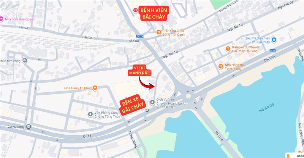 Đất mặt đường tt giếng đáy, hạ long 121m2, sát bến xe bãi cháy  6.5 tỷ