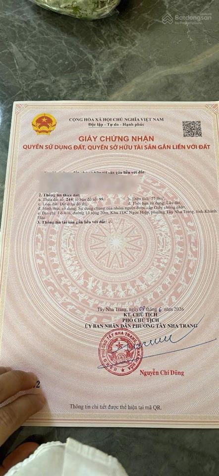 Bán lô đất tdc ngọc hiệp, tp nha trang