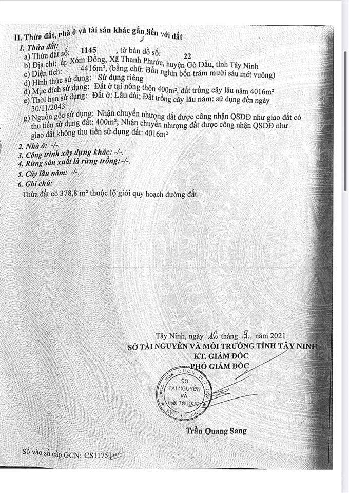 Bán nhà riêng tại cầu sao, 5,2 tỷ, 4416 m2 có 400m2 thổ cư