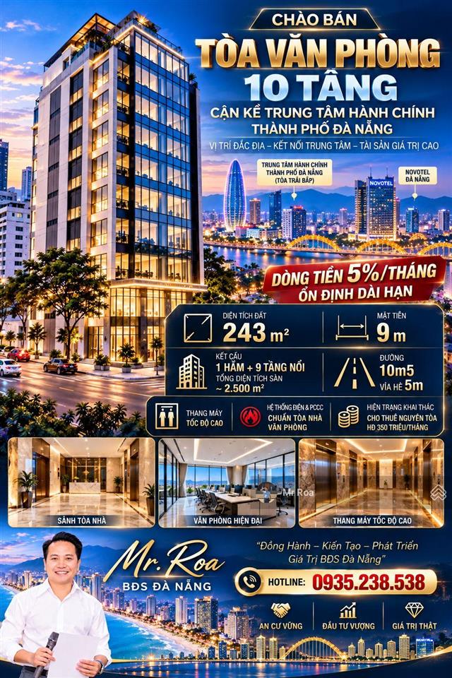 105 tỷ giảm còn 86 tỷ, chào bán tòa văn phòng 10 tầng  cận trung tâm hành chính thành phố đà nẵng.
