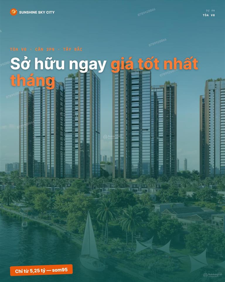 Căn hộ 2 pn v8.18.03a sunshine sky city | 75tr/m2. giá rẻ khu vực