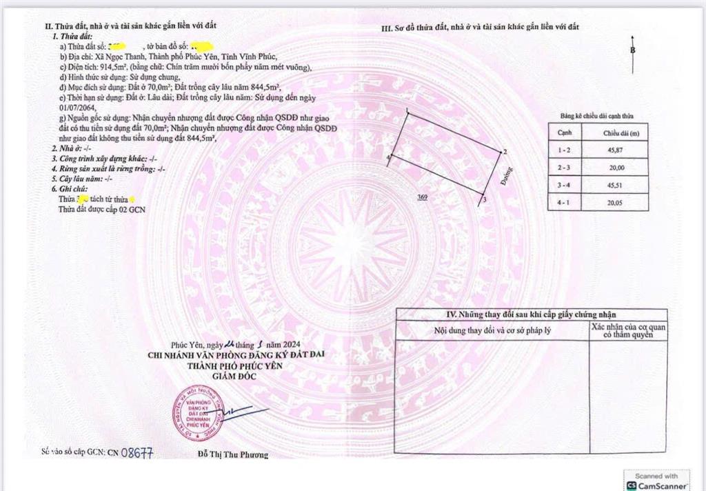 Bán đất đẹp, nhiều tiện ích tại ngọc thanh, phúc yên, vĩnh phúc, 9,5 triệu / m2, 914 m2