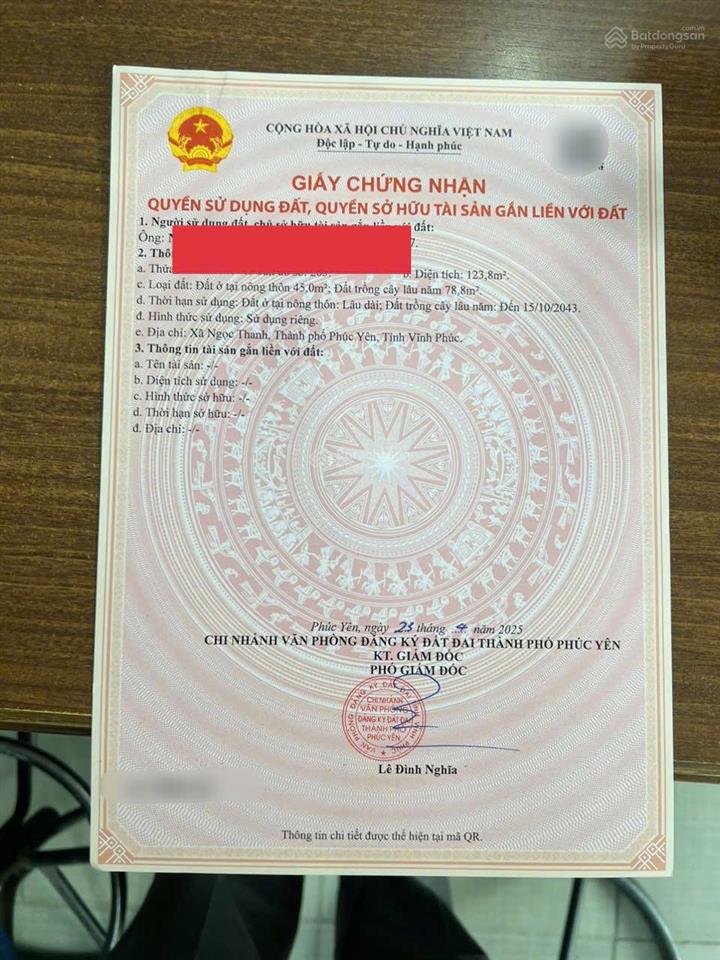 Chính chủ cần bán lô đất cạnh hồ đại lải ngọc thanh, phúc yên, vĩnh phúc, 123,8m², giá 1 tỷ 680tr