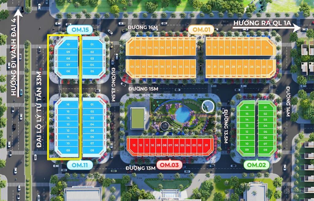Mặt phố lý tử tấn  lô đẹp nhất dự án himlam 2 (himlam boulevard)  92,5m2x5t  đường 33m 20,5tỷ