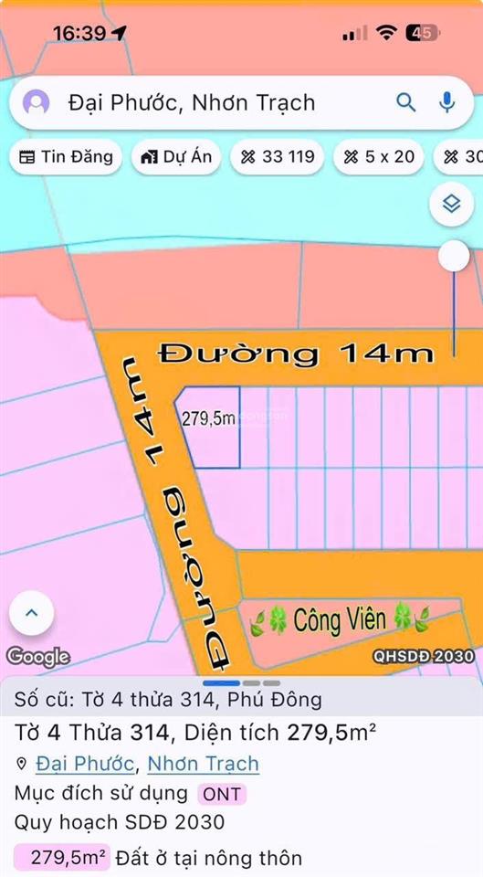 Cần bán lô gốc 2 mặt tiền wêu sông  khu tđc . phú đông xã đại phước  shr  xây dựng tự do