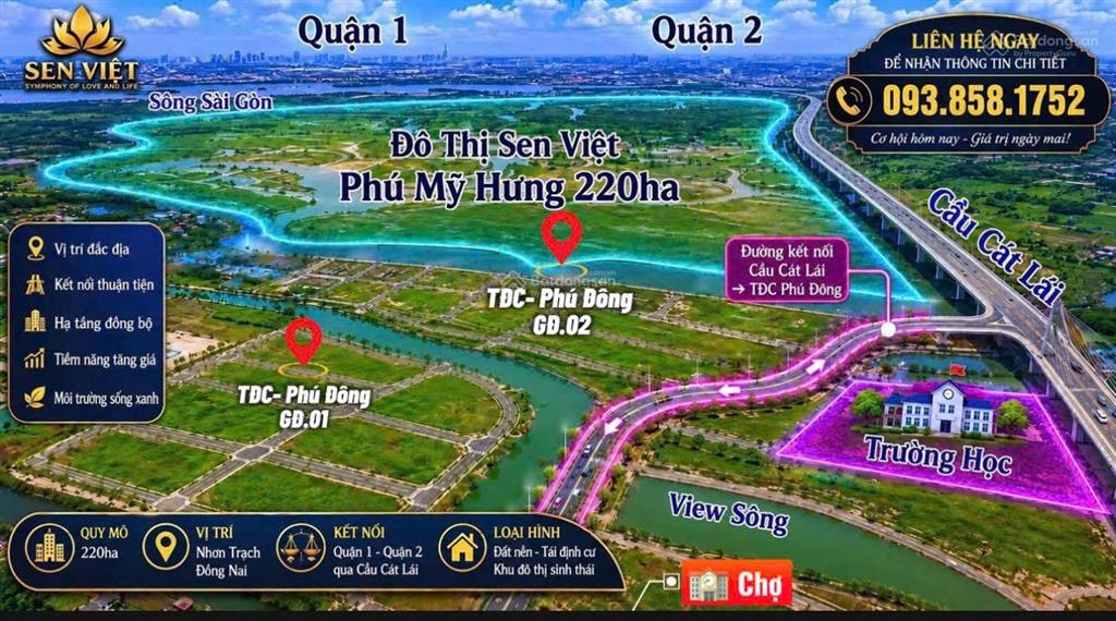 Cần bán tđc .phú đông đối diện công viên  xây dựng tự do hạ tầng kết nối cầu cát lái
