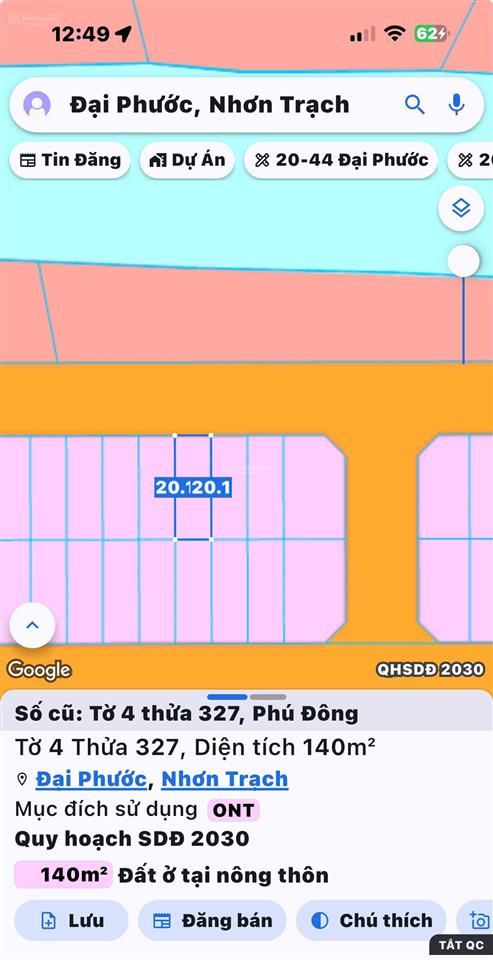Bán tđc  phú đông xã đại phước tp đồng nai 140m2 mặt sông view đẹp shr  xây dựng tự do