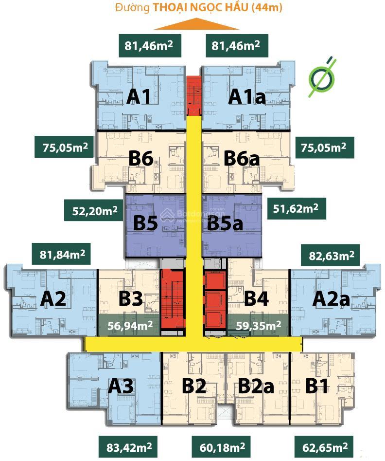 Bán căn hộ 2pn resgreen tower, quận tân phú, sổ hồng chính chủ, diện tích 51,8m2, tầng trung